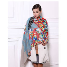 Wool and Silk blended Machine Hemmed Oblong Scarf